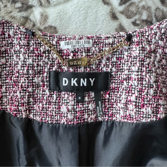 DKNY Women's Tweed Textured Blazer - Purple and White size 8 - Picture 5 of 11
